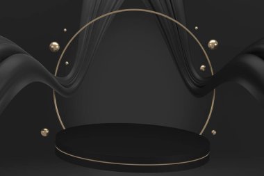 siyah sahne podyum dekorasyonu 3D üretim için uygundur