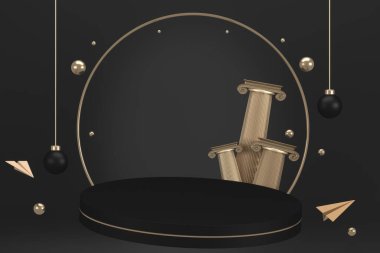 siyah sahne podyum dekorasyonu 3D üretim için uygundur