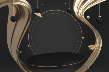 siyah sahne podyum dekorasyonu 3D üretim için uygundur