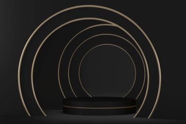 siyah sahne podyum dekorasyonu 3D üretim için uygundur