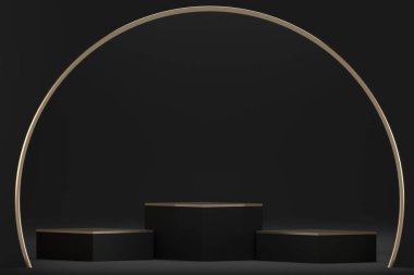 siyah sahne podyum dekorasyonu 3D üretim için uygundur