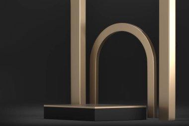 black stage cube podium decoration suitable for products.3D rendering