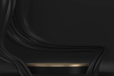 siyah sahne podyum dekorasyonu 3D üretim için uygundur