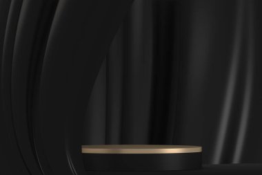 siyah sahne podyum dekorasyonu 3D üretim için uygundur
