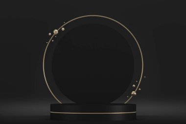 siyah sahne podyum dekorasyonu 3D üretim için uygundur