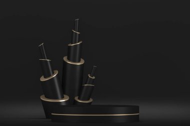 siyah sahne podyum dekorasyonu 3D üretim için uygundur