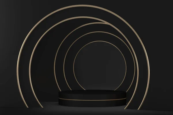 黑色舞台讲台装饰适合产品 3D渲染 — 图库照片