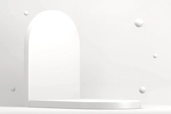 Blanco Podio Romano Para Producto Cosmético Sobre Fondo Granito Blanco — Foto de Stock