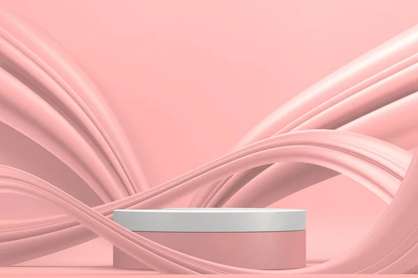 Maqueta Minimalista Podio Rosa Para Exhibición Podio Renderizado — Foto de Stock