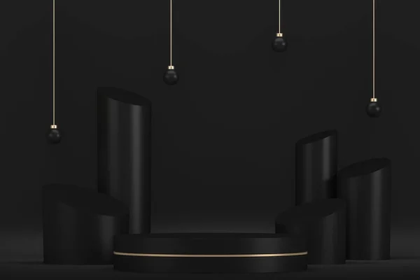 Black Stage Podium Decoration Suitable Products Rendering — ストック写真
