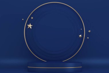 Zafer mavisi enstrüman, kozmetik ürünler podyumu. 3d oluşturma