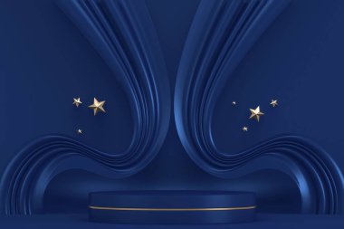 Zafer mavisi enstrüman, kozmetik ürünler podyumu. 3d oluşturma