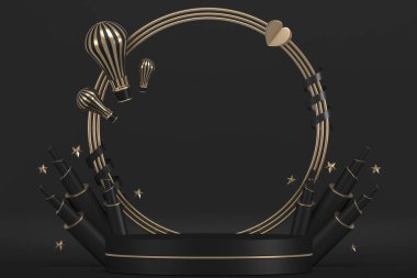 uygun 3D dekorasyon ürünleri için siyah sahne podyumu