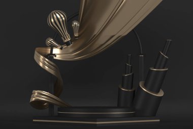 uygun 3D dekorasyon ürünleri için siyah sahne podyumu