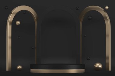 uygun 3D dekorasyon ürünleri için siyah sahne podyumu