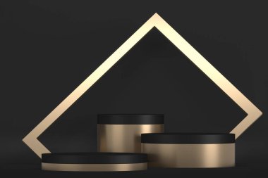 black stage podium for products decoration suitable .3D rendering