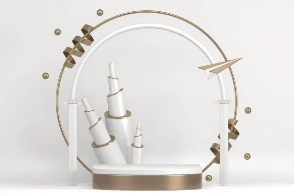 3Dレンダリングに適した製品の装飾のためのステージ表彰台 — ストック写真