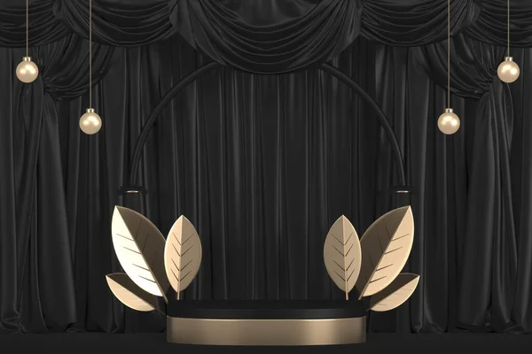 Black Stage Podium Products Decoration Suitable Rendering — Stockfoto