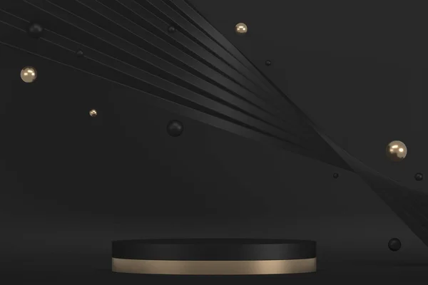 Black Stage Podium Products Decoration Suitable Rendering — Stock Fotó