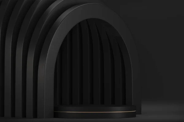 3Dレンダリングに適した製品の装飾のための黒のステージ表彰台 — ストック写真