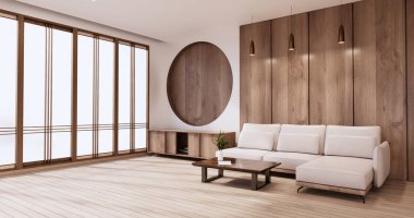 Japonya 'da beyaz kanepe japoncası tropikal desing ve tatami minder 3D döşeme