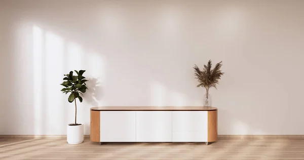 Kabinett Holzdesign Auf Weißem Raum Interieur Modernen Stil Rendering — Stockfoto
