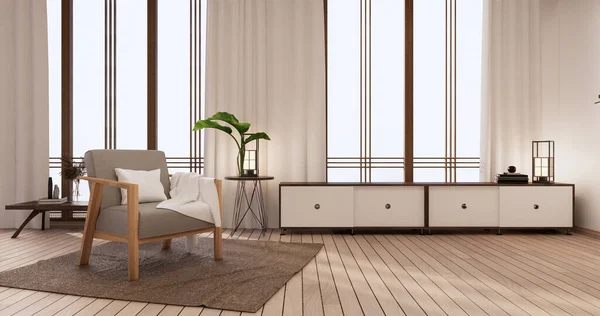 白屋室内装饰风格的橱柜木制设计 3D渲染 — 图库照片