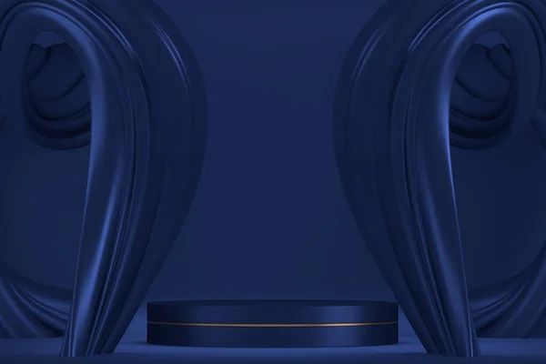 ダークブルーの幾何学的背景 和風の表彰台ブルーのコンセプト — ストック写真