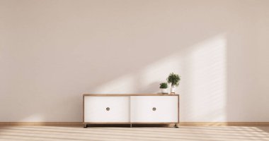 Televizyon iç mimarisi için minimal dolap, 3D görüntüleme