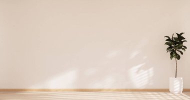 Yoga iç tasarımı, minimalist oda japan tarzı temizlik. 3B görüntüleme