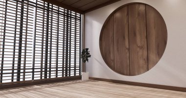 Yoga iç tasarımı, minimalist oda japan tarzı temizlik. 3B görüntüleme