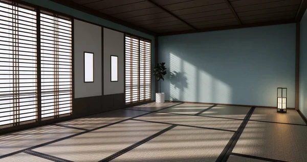 Circle Shelf Wall Design Blue Empty Room Japanese Deisgn Tatami — Photo