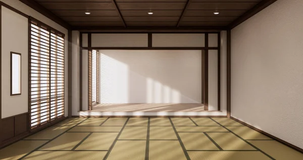 Desain Interior Yoga Membersihkan Minimalis Kamar Gaya Jepang Perender — Stok Foto