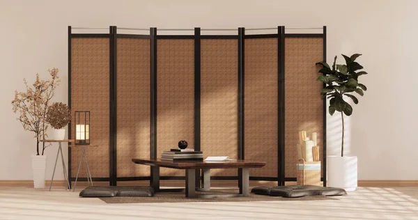 Interior Design Cleaning Minimalist Room Japan Style Rendering — Stock Photo, Image