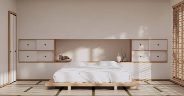 Modern Peaceful Bedroom Japan Style Bedroom Rendering — Stok fotoğraf