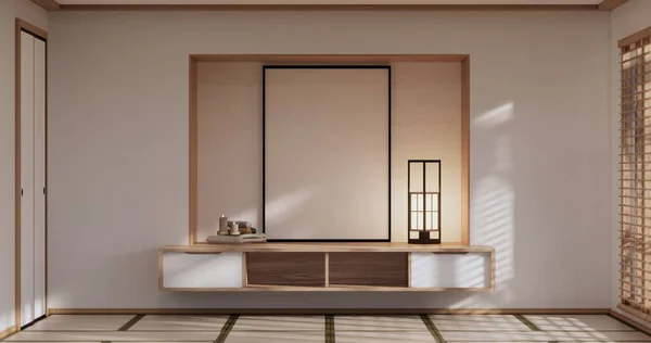 Japan Room Minimal Cabinet Interior Wall Mockup Rendering — Stok fotoğraf
