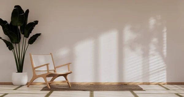 Sofa Room Tropical Interior Tatami Mat Floor White Wall Rendering — Fotografia de Stock
