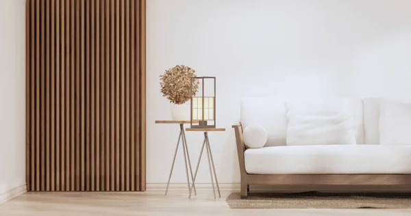 Sofa Room Tropical Interior Tatami Mat Floor White Wall Rendering — ストック写真