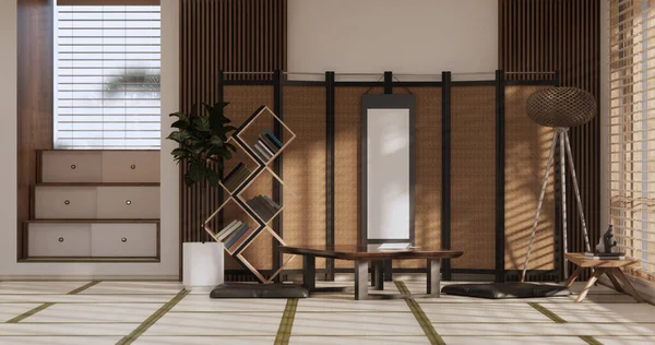 Interior Design Cleaning Minimalist Room Japan Style Rendering — ストック写真