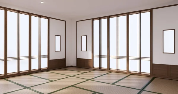 Projektowanie Wnętrz Jogi Czyszczenie Minimalistyczny Pokój Japoński Styl Renderowanie — Zdjęcie stockowe