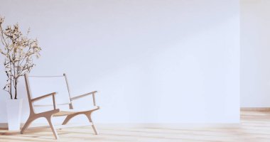 Empty room light blue on wooden floor interior design. 3D rendering