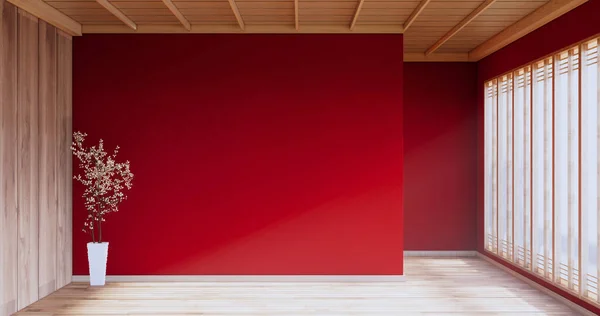 Red modern room,minimal designs. 3d rendering