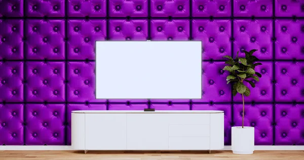 Purple Modern Room Minimal Designs Rendering — Stock Photo, Image