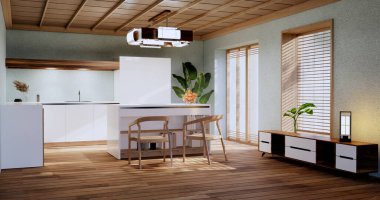 Kitchen room Mint modern style.3D rendering