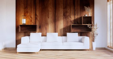 Zen room interior design with decoration japanese style.3D rendering