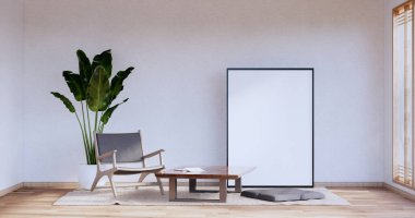 Zen room interior design with decoration japanese style.3D rendering