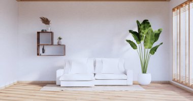 Zen room interior design with decoration japanese style.3D rendering