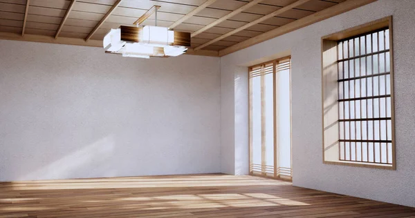 Empty Large Hall Asia Interior Cleaning Room Zen Style Rendering — Stockfoto