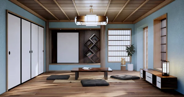 Mint Zen Room Interior Design Decoration Japanese Style Rendering — 스톡 사진