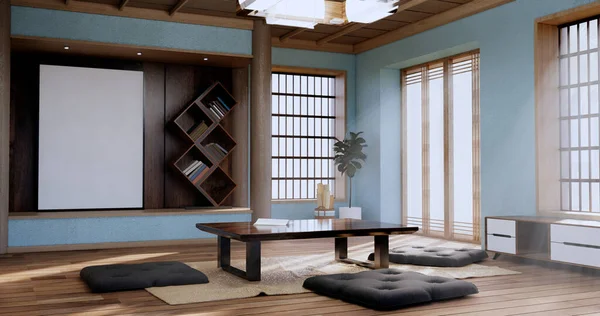 Mint Zen Room Interior Design Decoration Japanese Style Rendering — Stockfoto